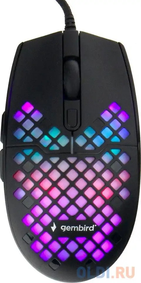 Gembird mg-760 черный usb {мышь игровая, 3200dpi, 6кн, подсветка, 1,8 м., фотография 1