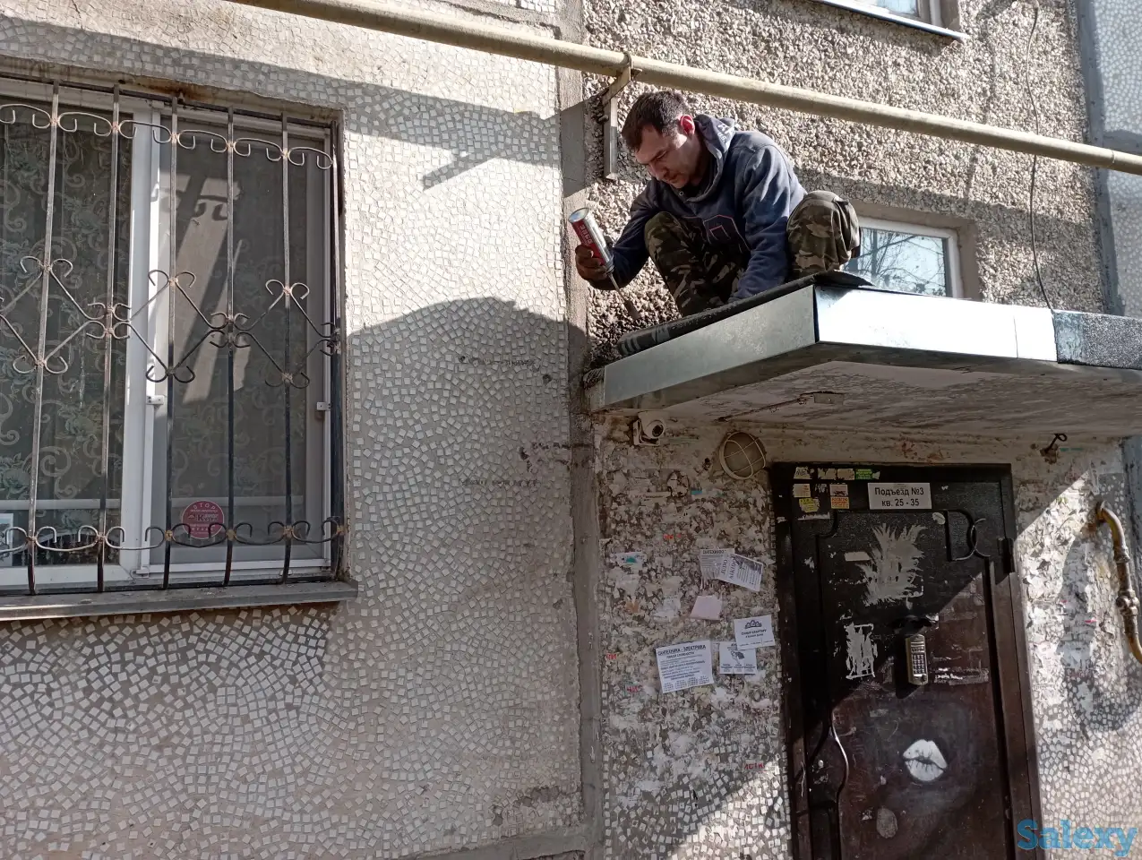 Козырьки, отливы, гидроизоляция, альпинисты, фотография 3