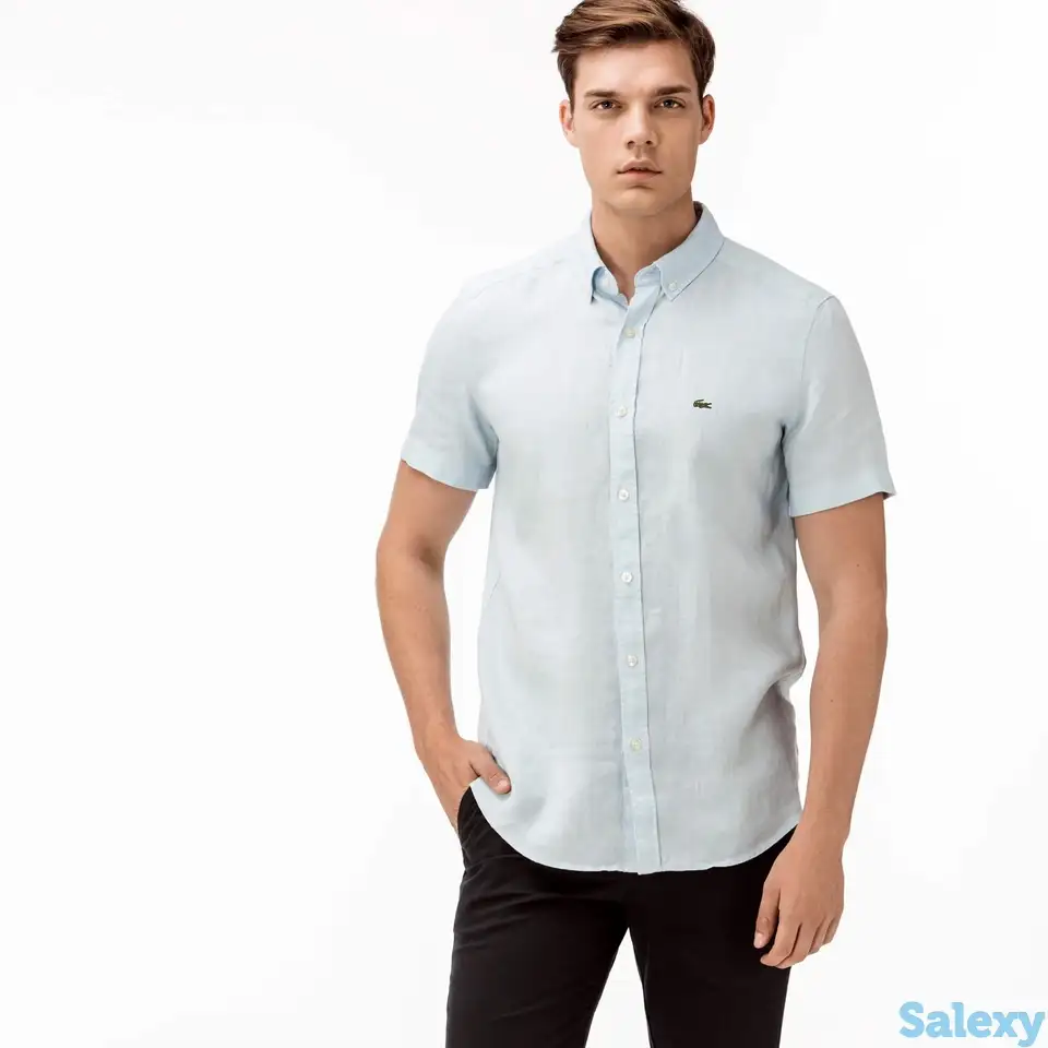Мужская льняная рубашка lacoste slim fit, фотография 1