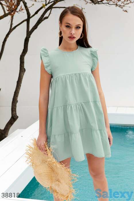 Хлопковое платье оливкового цвета, фотография 1