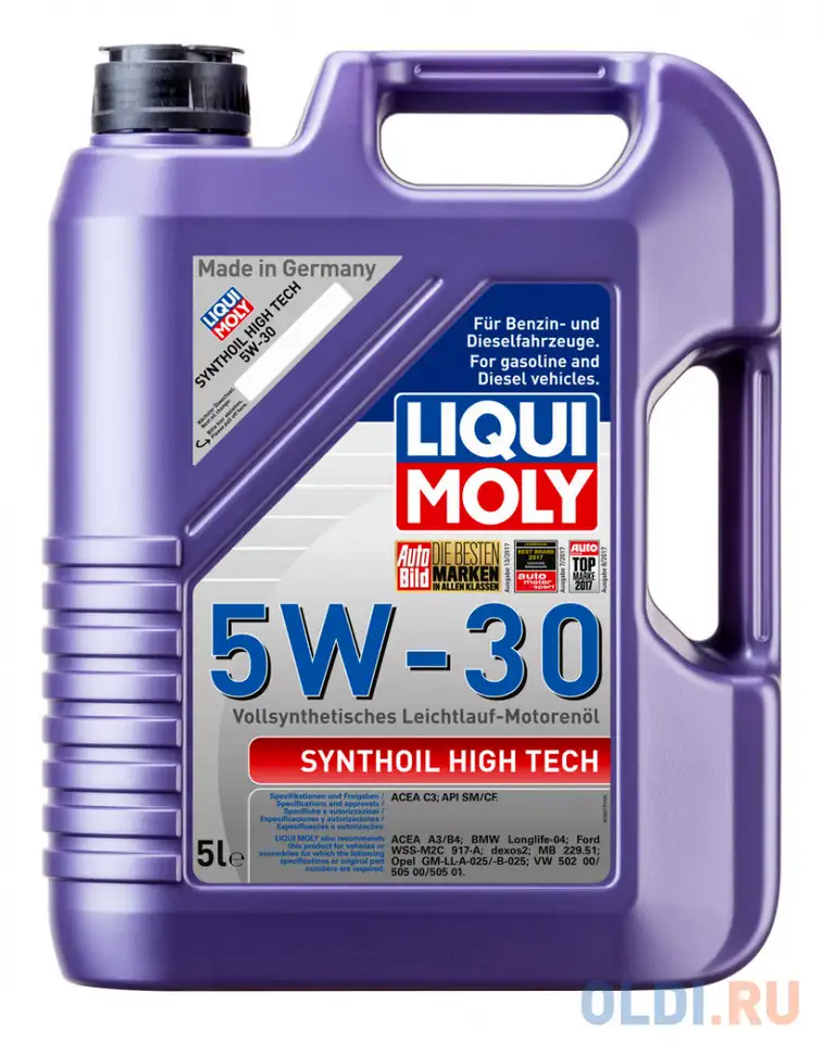 Cинтетическое моторное масло liquimoly synthoil high tech 5w30 5 л 9077, фотография 1