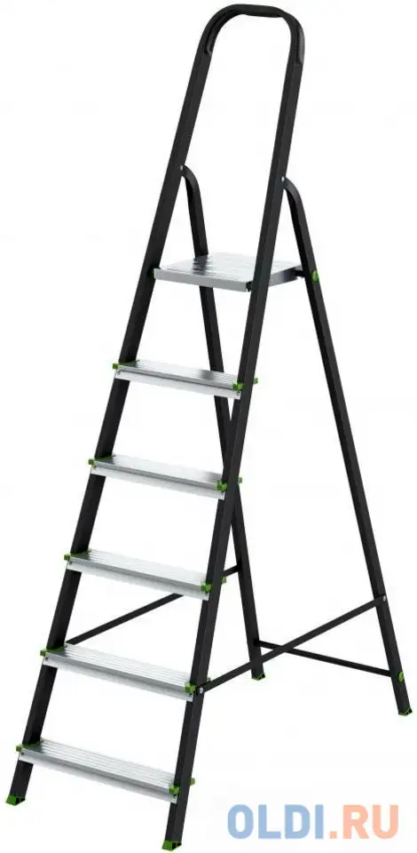 Стремянка, 6 ступеней, стальной профиль, алюминиевые ступени, россия // сибртех, фотография 1