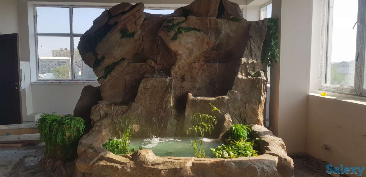 искусственный водопад, ландшафтный дизайн, скулптура, фонтан., фотография 4