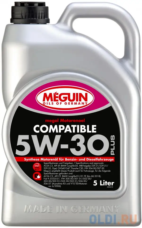 6562 meguin нс-синт. мот.масло megol motorenoel compatible sae 5w-30 plus sp, фотография 1