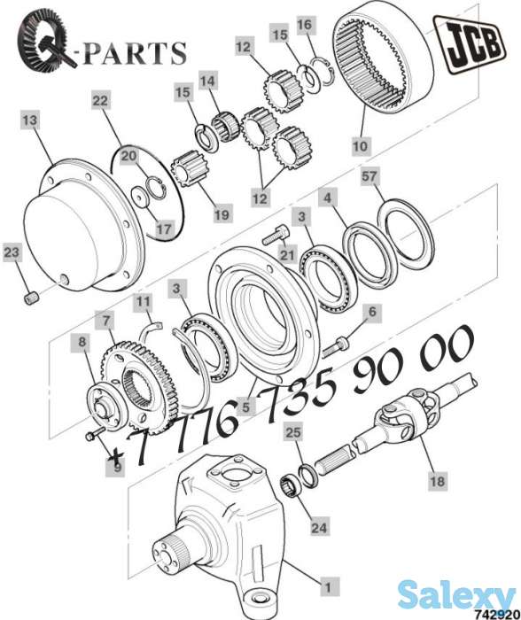 Бортовой редуктор на экскаватор-погрузчик JCB 3CX и 4CX, фотография 1