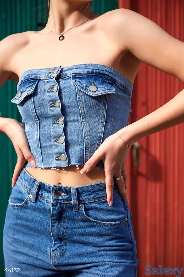 Джинсовый топ-корсет, фотография 1