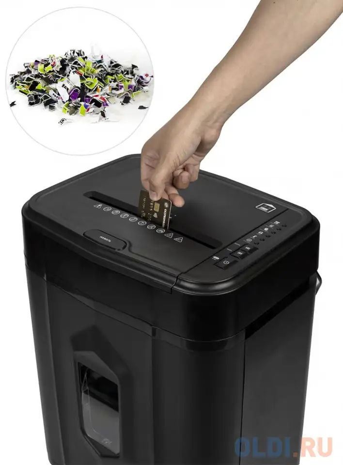 Шредер heleos ап23-4 черный с автоподачей (секр.p-4) фрагменты 145лист. 23лтр. скрепки, фотография 1