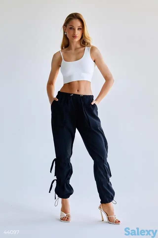 Черные штаны с завязками, фотография 1