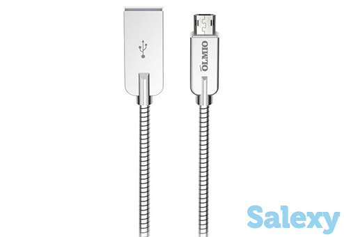 Кабель olmio steely usb 2.0 to micro-usb 1.2м, 2.1a. cерый, фотография 1