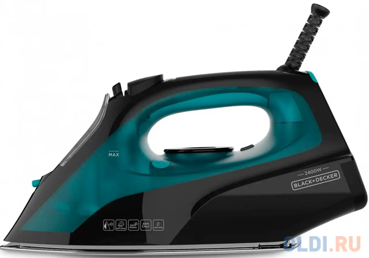 Утюг black+decker bxir2403e 2400вт чёрный бирюзовый, фотография 1