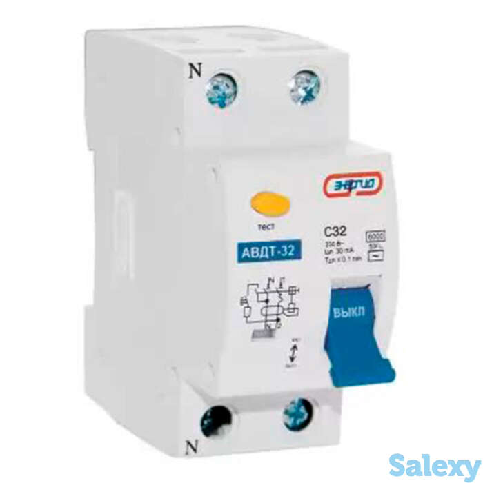 Дифавтомат АВДТ 32 2Р 32А 30 mA 2-х модульный Энергия, фотография 1