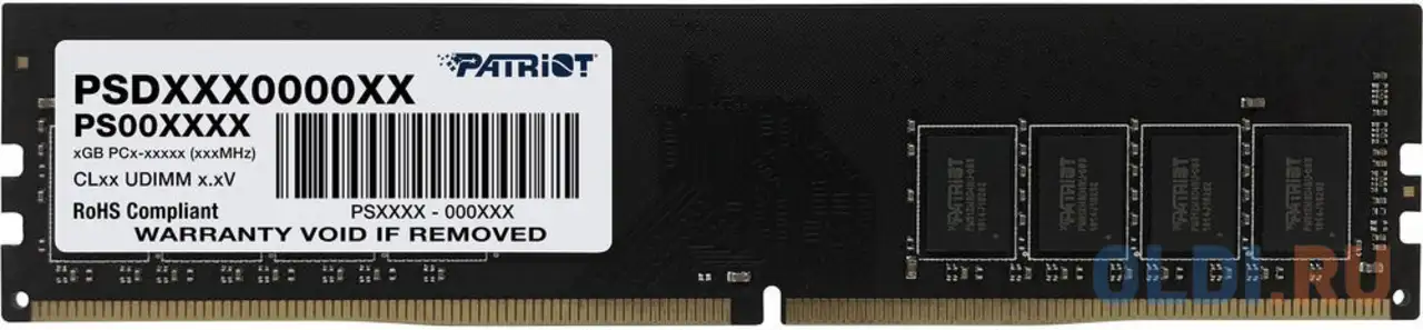 Оперативная память для компьютера patriot psd416g320081 dimm 16gb ddr4 3200 mhz, фотография 1