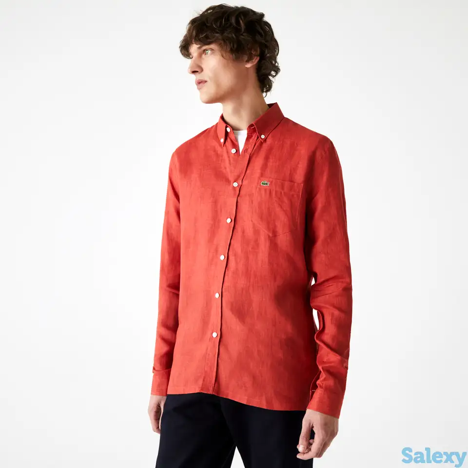 Мужская льнаная рубашка lacoste regular fit, фотография 1