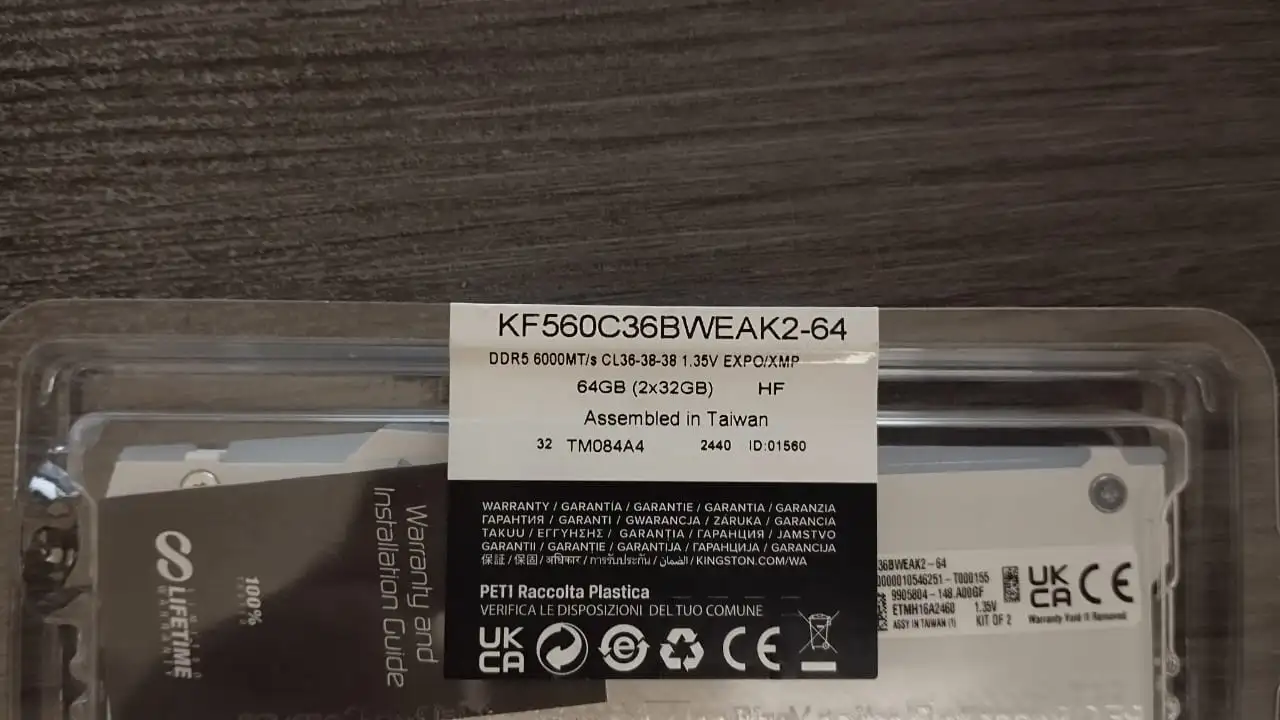 Оперативная память DDR5 64Gb Kingston FURY Beast KF560C36BWEAK2-64, фотография 4
