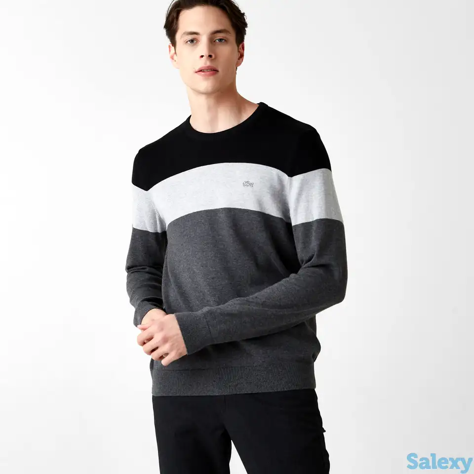 Мужской свитер lacoste с эластичными манжетами и круглым вырезом, фотография 1