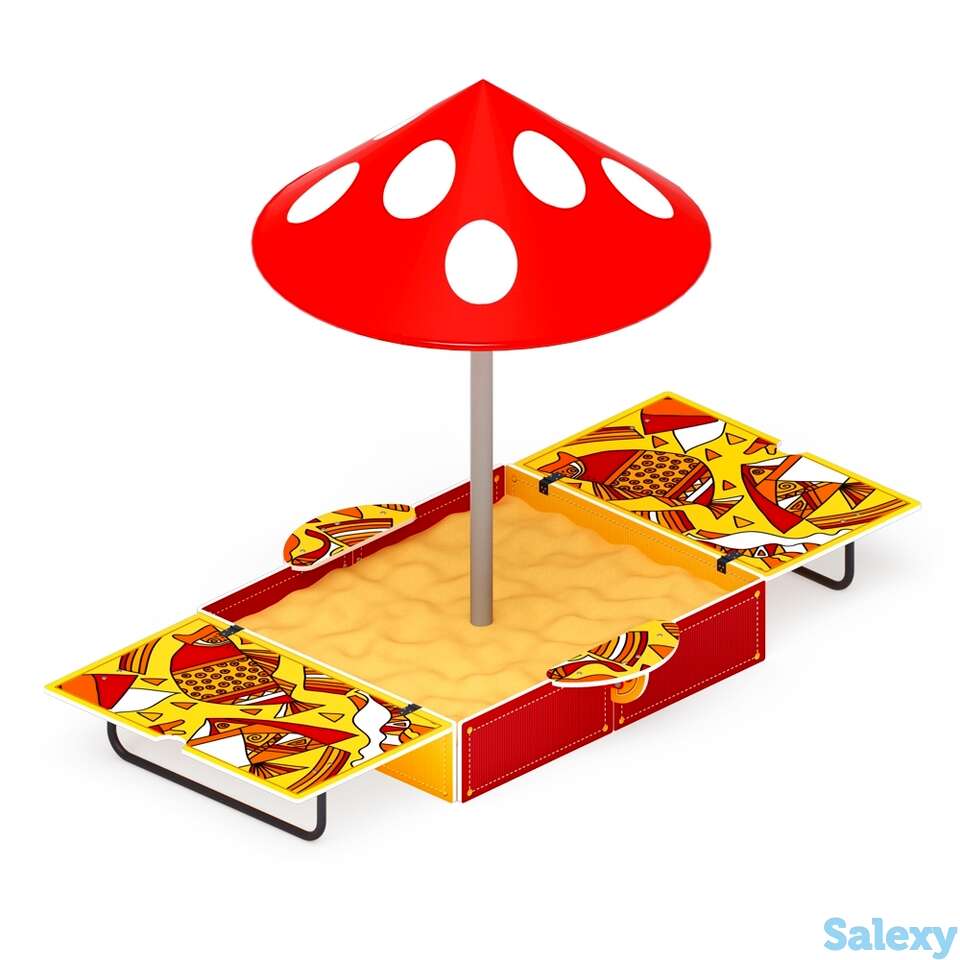 Песочница с крышкой и грибком (средняя) ио 5.01.10-08, фотография 1