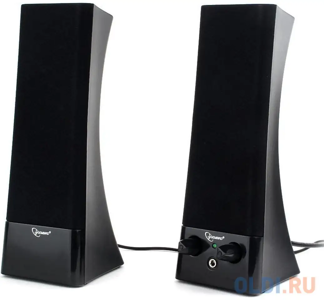 Gembird spk-500, черный, 6 вт, рег. громкости, разъём для наушников,питание 220, фотография 1