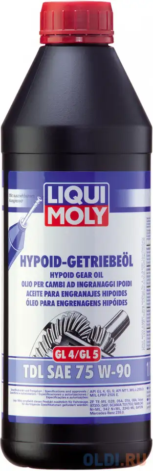 Полусинтетическое трансмиссионное масло liquimoly hypoid-getriebeoil tdl 75w90 1 л 1407, фотография 1