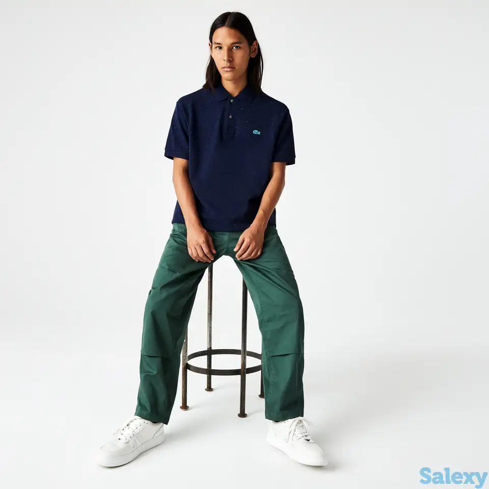 Мужская классическая рубашка-поло lacoste из хлопка с пестрым принтом, фотография 1