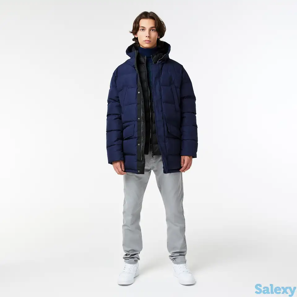 Мужская удлинённая куртка lacoste с капюшоном, фотография 1