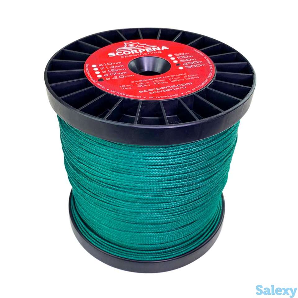 Линь высокопрочный uhmw-pe 2.0 мм зелёный, бобина 250 м, фотография 1