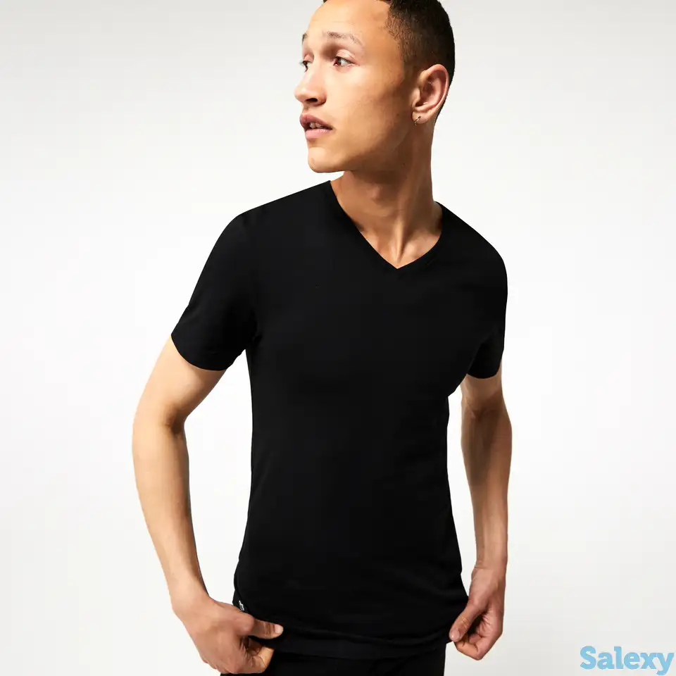 Набор из 3-х домашних футболок lacoste с v-образным вырезом, фотография 1