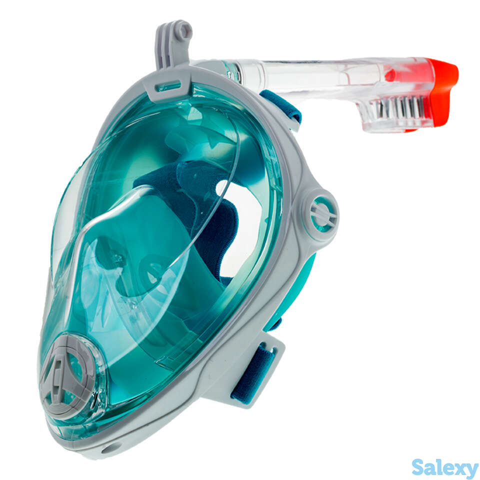 Маска подводная полнолицевая  marlin vision белая/зеленая с креплением под gopro, фотография 1