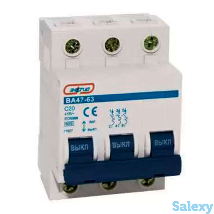 Автоматический выключатель 3P 20A ВА 47-63 Энергия, 4 шт, фотография 1