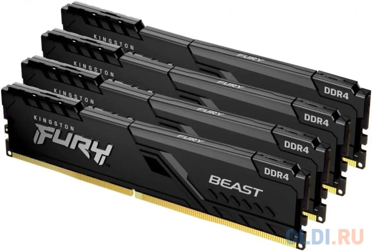 Оперативная память для компьютера kingston fury beast black dimm 32gb ddr4, фотография 1