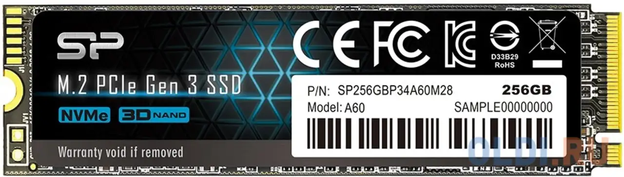 Ssd накопитель silicon power p34a60 256 gb pci-e 3.0 x4, фотография 1