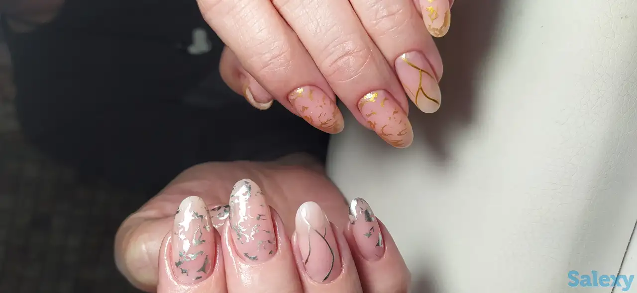 Маникюр, укрепление натуральных ногтей гелем, наращивание ногтей., фотография 4