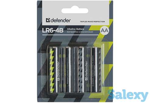 Батарейка defender alkaline lr6-4b aa, 1.5v, 4 шт. блистер, фотография 2