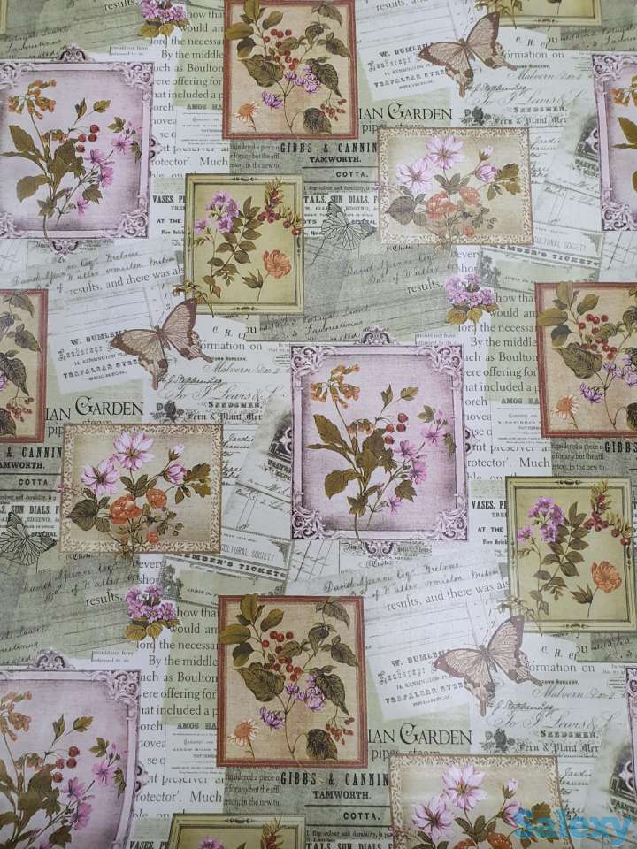 Красивая скатерть клеенка в стиле винтаж поле бабочки, качество, фотография 11