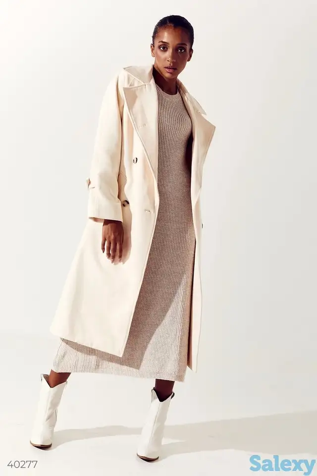 Двубортное кремовое пальто, фотография 1