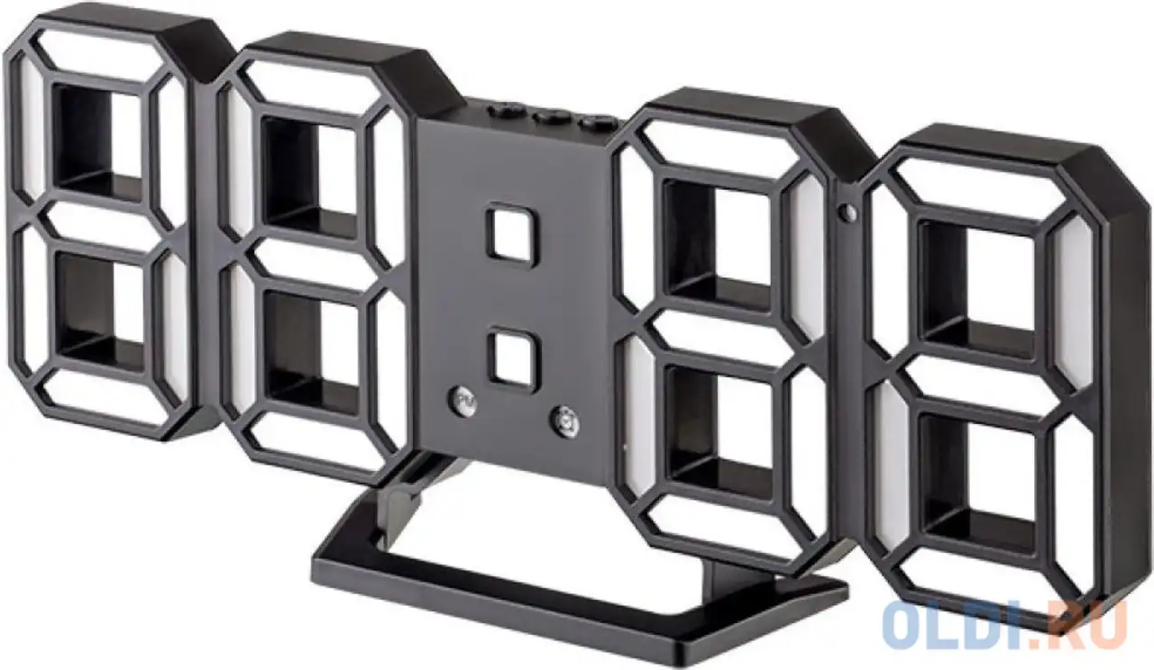 Часы-будильник perfeo luminous 2 чёрный белая подсветка, фотография 1