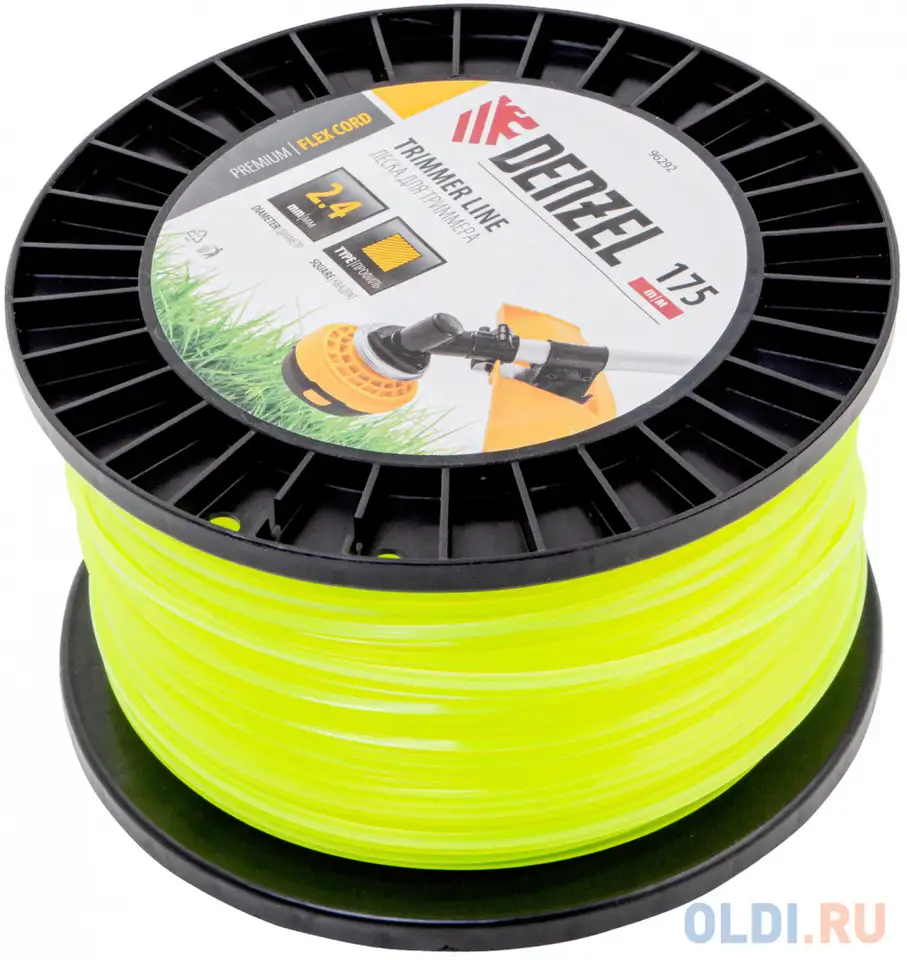 Леска для триммера квадрат, 2,4мм х 175м, на din катушке flex, фотография 1
