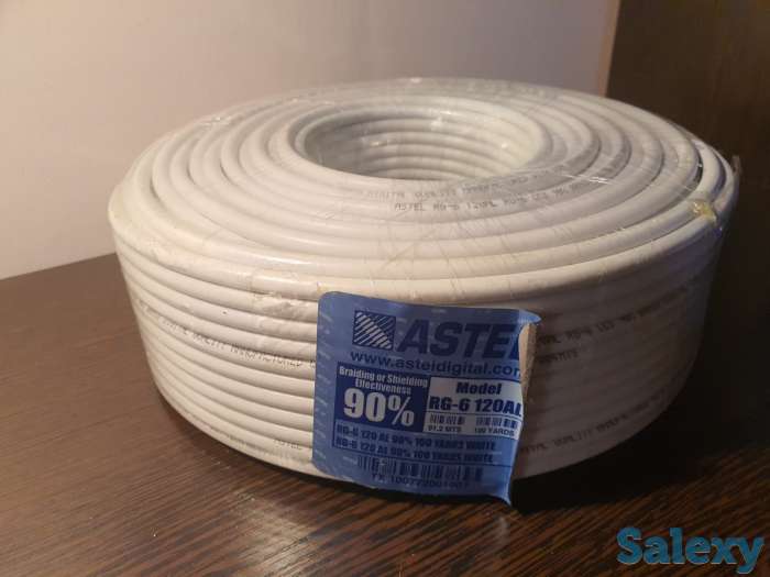 Кабель телевизионный для телевидения провод шнур RG-6, 92 метра 90%, фотография 1