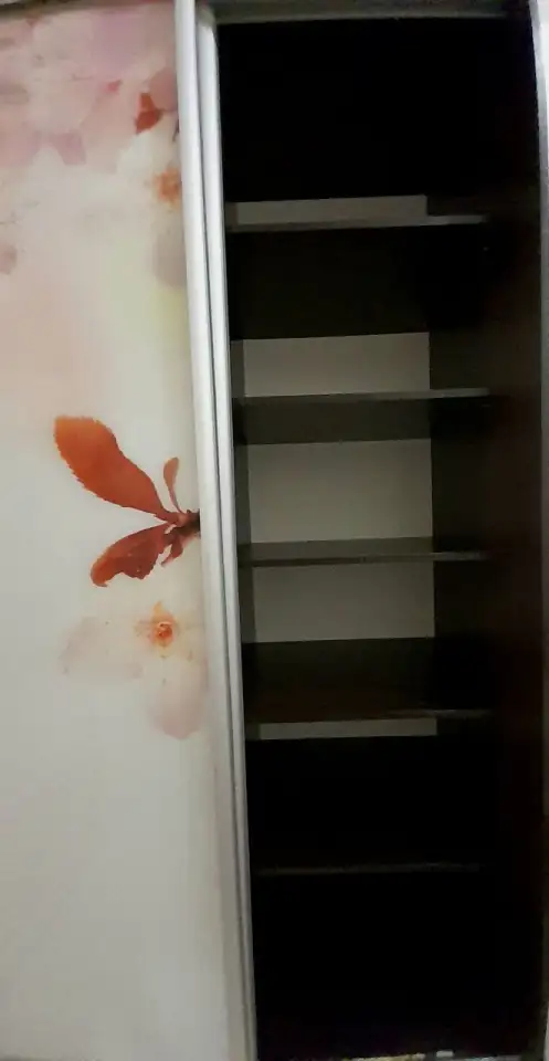 Шкаф купе из темного дерева с стеклянным фасадом в виде вишневой сакуры бу, фотография 5