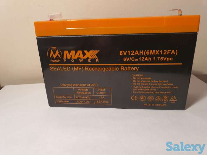 Аккумулятор 6V 12Ah на детские машинки, весы и т.д. Вьетнам свежие, фотография 4