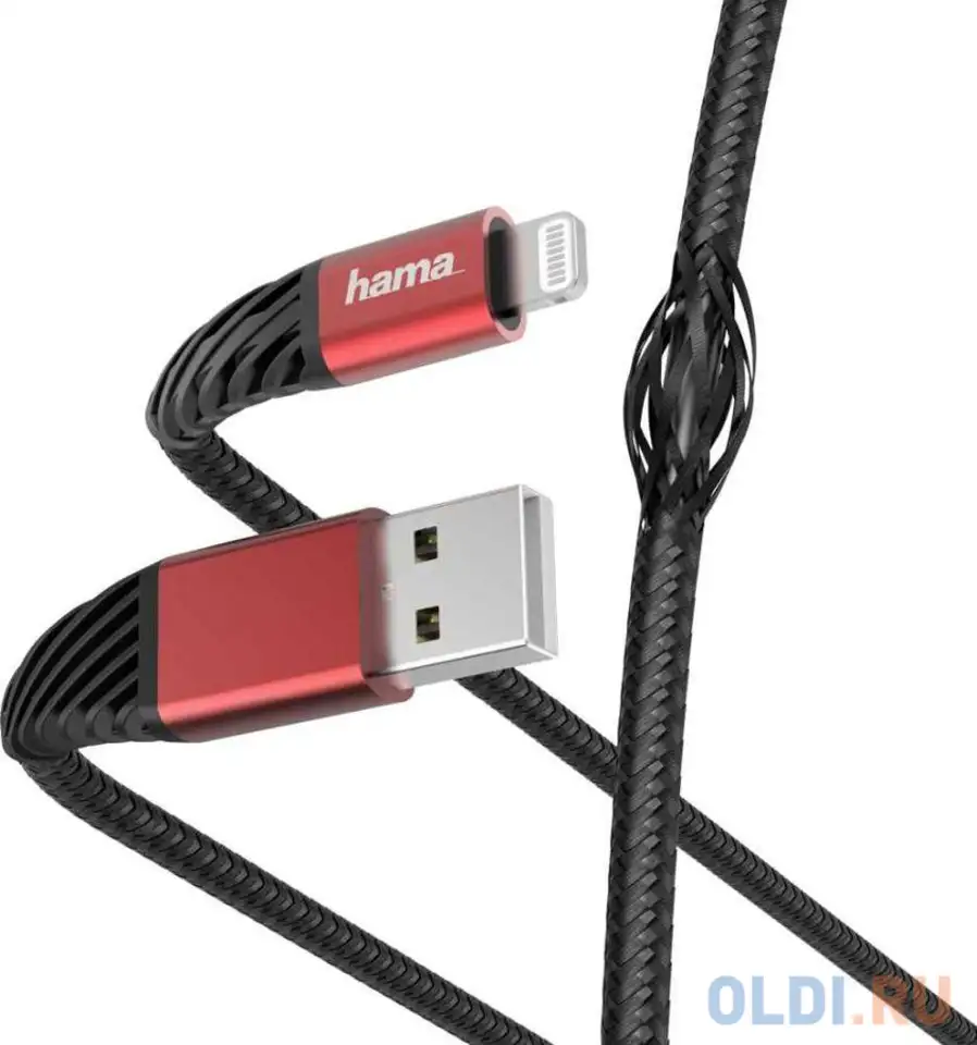Кабель lightning 1.5м hama 00187217 круглый черный, фотография 1