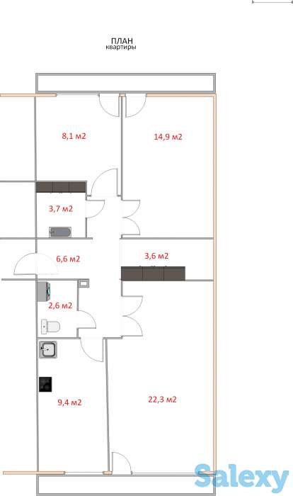Срочно продам или обменяю трех комнатную квартиру 5-1, фотография 7