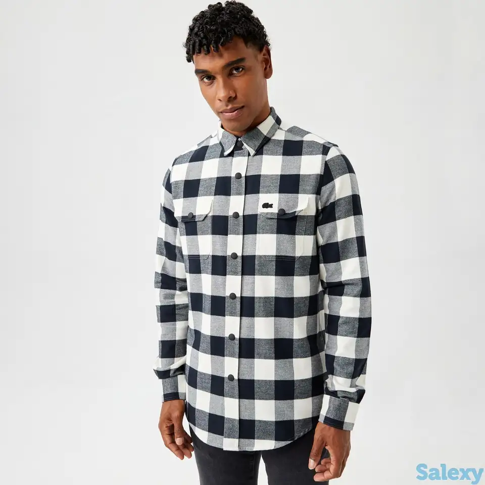 Мужская клетчатая рубашка lacoste slim fit, фотография 1