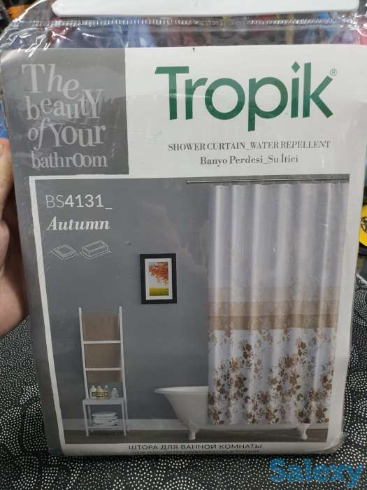 Шторка для ванны, турецкая, с природой и листьями, фотография 4