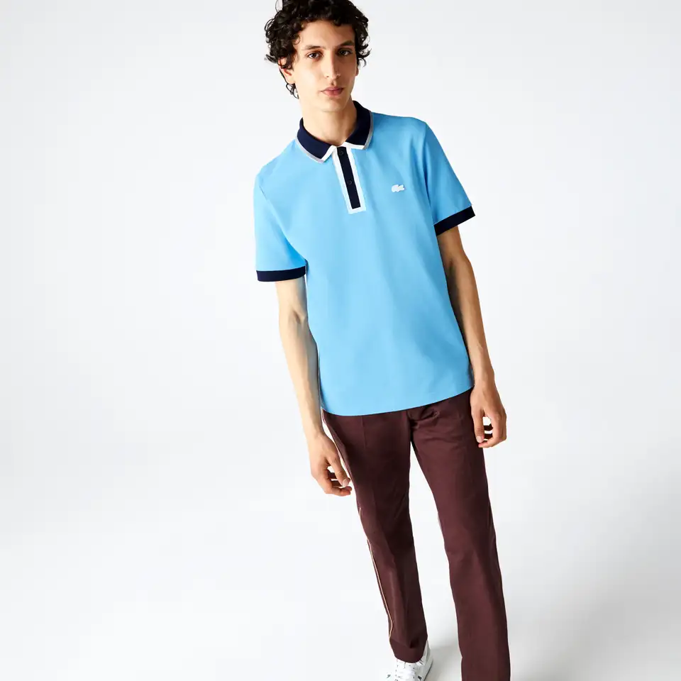 Мужское поло lacoste  regular fit  с контрастными акцентами, фотография 1