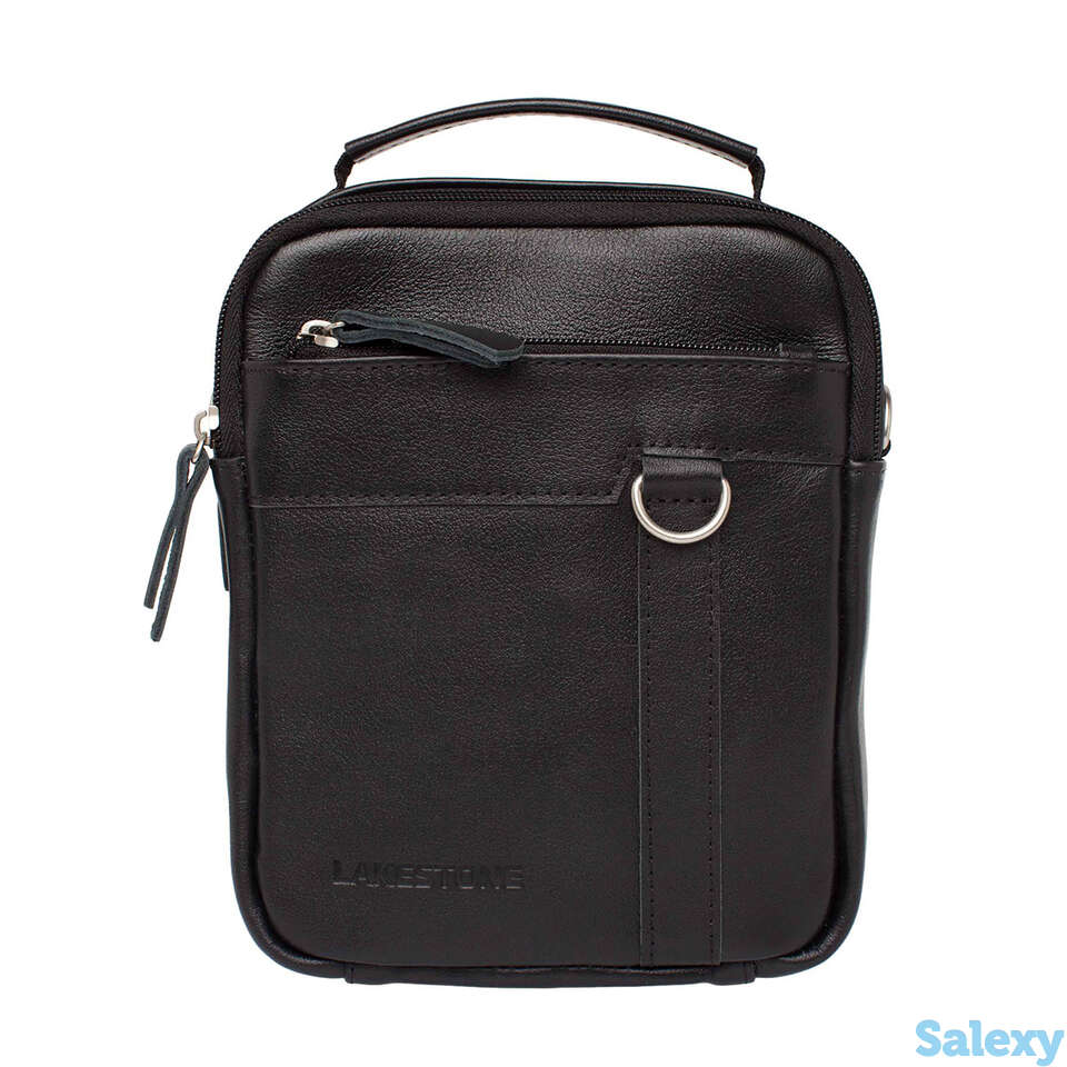 Мужская кожаная сумка через плечо drake black, фотография 2