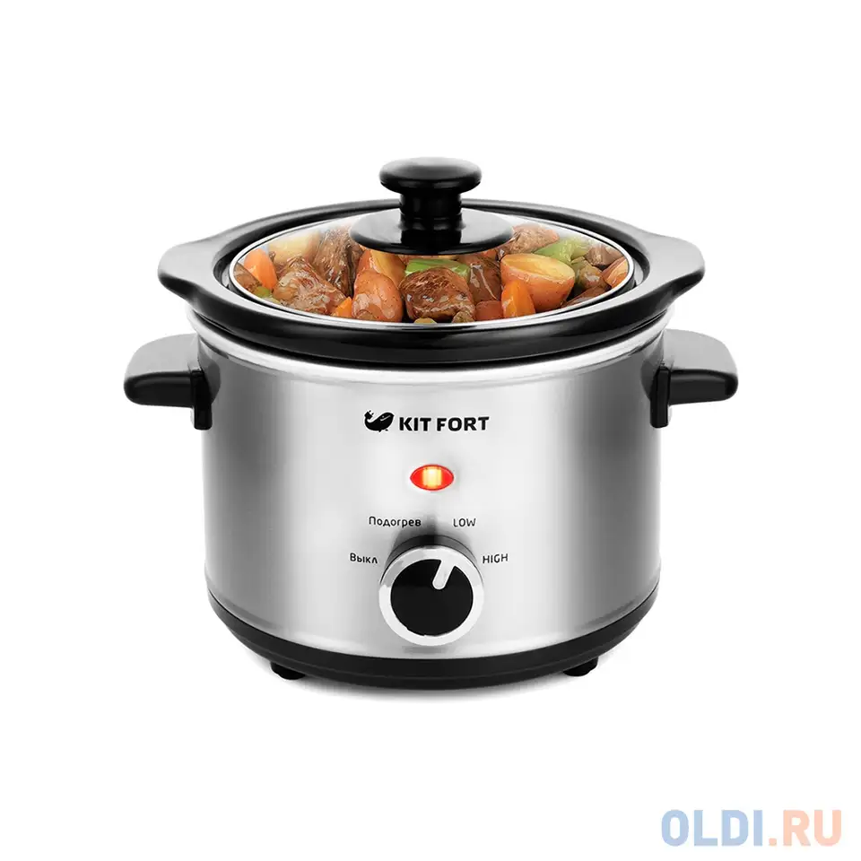 Медленноварка kitfort кт-205 120 вт 1.5 л черный серебристый, фотография 1