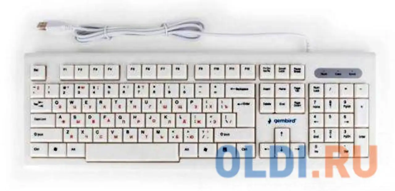 Клавиатура gembird kb-8354u,{usb, бежевый/белый, 104 клавиши, кабель 1,45м}, фотография 1