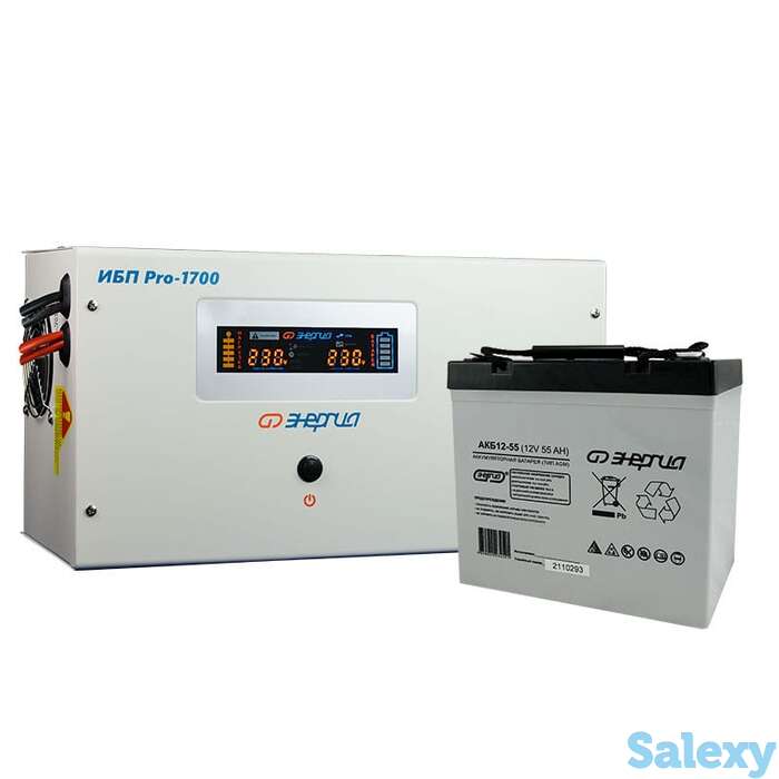 Комплект ибп инвертор энергия ибп pro 1700 + аккумулятор 55 ач, фотография 1