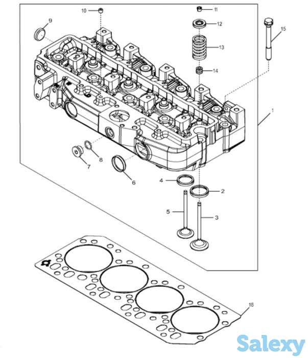 Головка блока в сборе на экскаватор-погрузчик Hidromek 102B (с двигателем Perkins), фотография 1