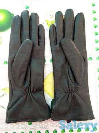 Женские перчатки чёрные кожаные новые, р-р 6, фотография 1